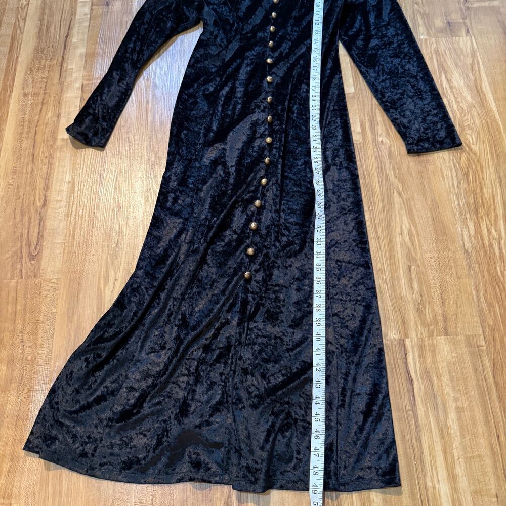 Bentley Black Crushed Velvet Corset Back Vintage Gothic Whimsigoth Maxi Dress 12 - Picture 6 of 8